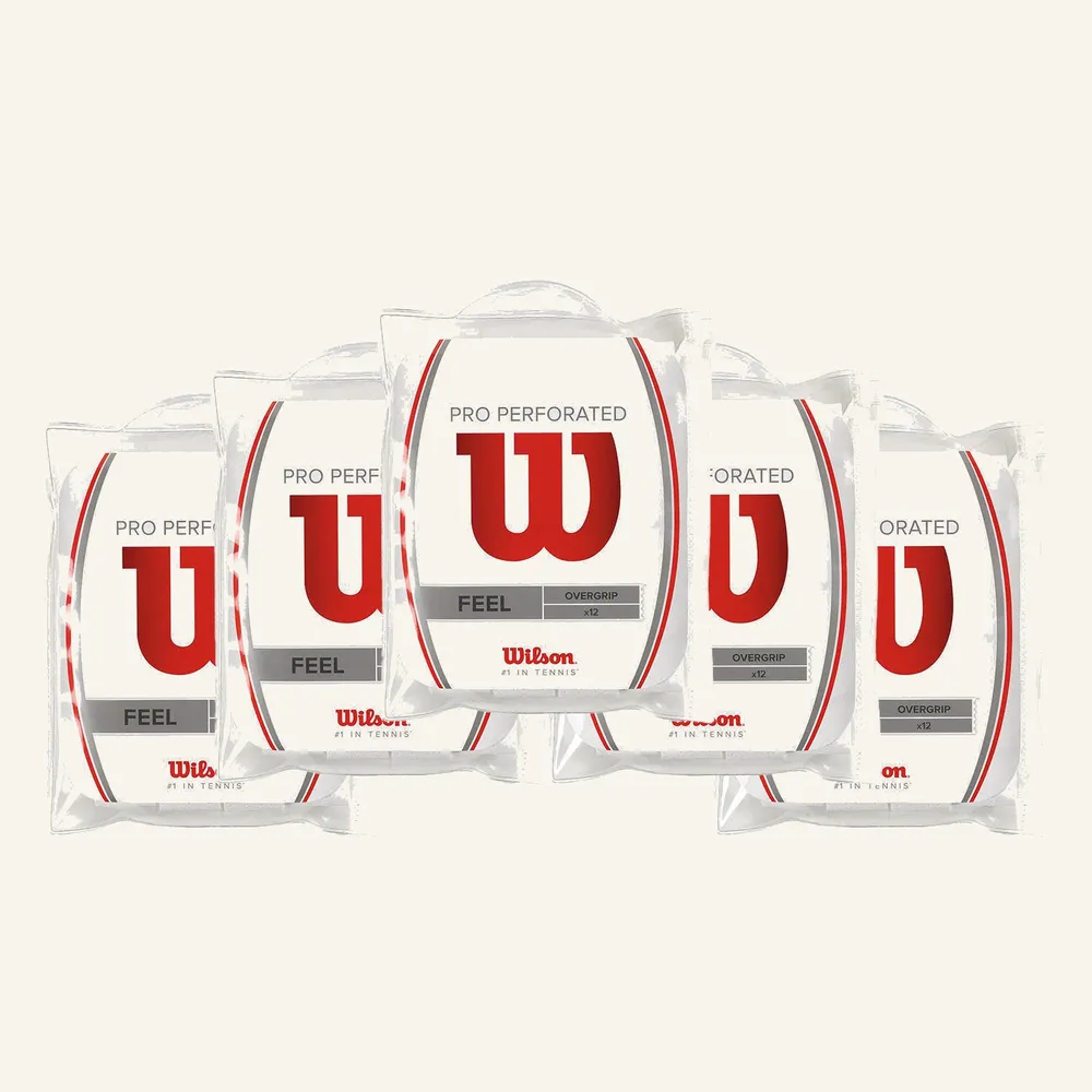 Pack Of 5 Bags 12 Units Overgrips Wilson Pro Perforated White